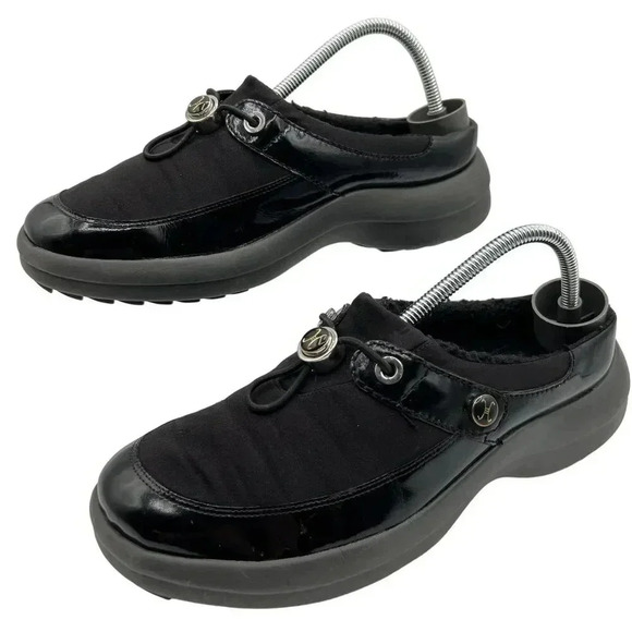 Cole Haan Shoes - Cole Haan Womens 7.5 B Clogs Black Patent Leather Fabric Slip-On Mules Walking